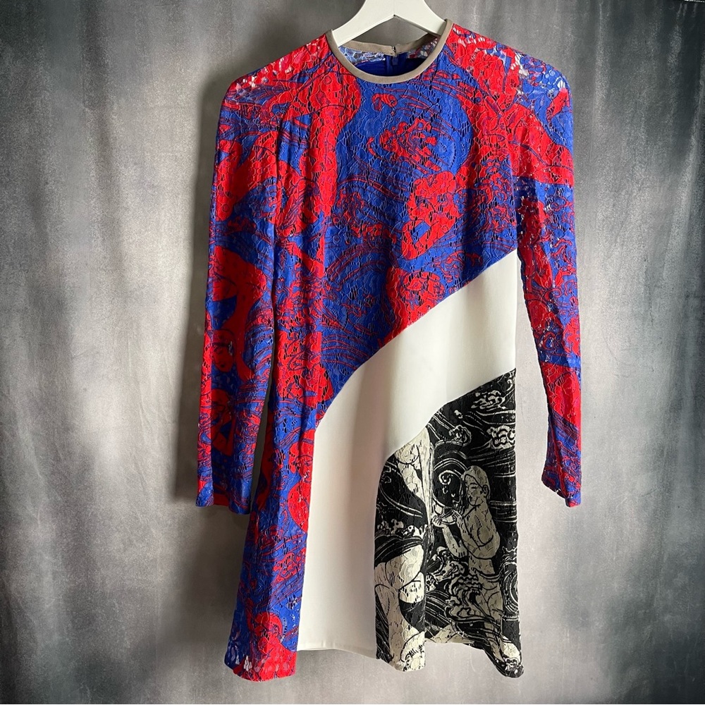 CARVEN Colorblock Pattern Mini Dress - Picture 3 of 7